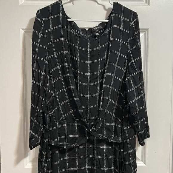 Long Tall Sally Black Dress Twist Detail Check Woven Plus Size 20 - Picture 2 of 9